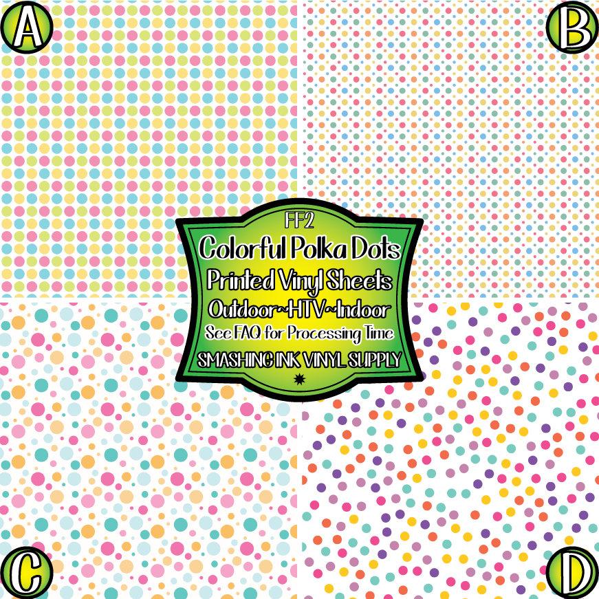 Colorful Polka Dots ★ Pattern Vinyl | Faux Leather | Sublimation (TAT 3 BUS DAYS)