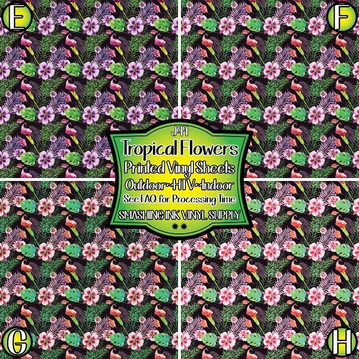 Tropical Floral ★ Pattern Vinyl | Faux Leather | Sublimation (TAT 3 BUS DAYS)