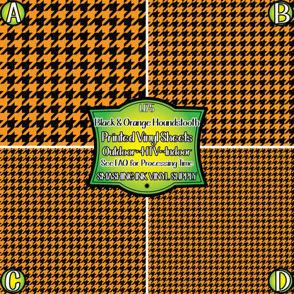 Orange Black Houndstooth ★ Pattern Vinyl | Faux Leather | Sublimation (TAT 3 BUS DAYS)