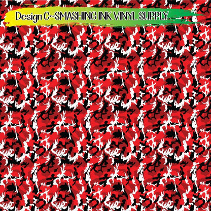 Red Black Camo ★ Pattern Vinyl | Faux Leather | Sublimation (TAT 3 BUS DAYS)