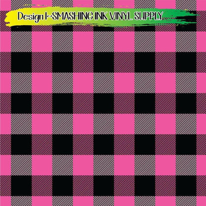 Light Pink Buffalo Plaid ★ Pattern Vinyl | Faux Leather | Sublimation (TAT 3 BUS DAYS)