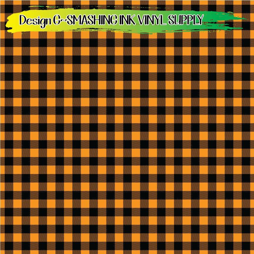 Light Orange Buffalo Plaid ★ Pattern Vinyl | Faux Leather | Sublimation (TAT 3 BUS DAYS)