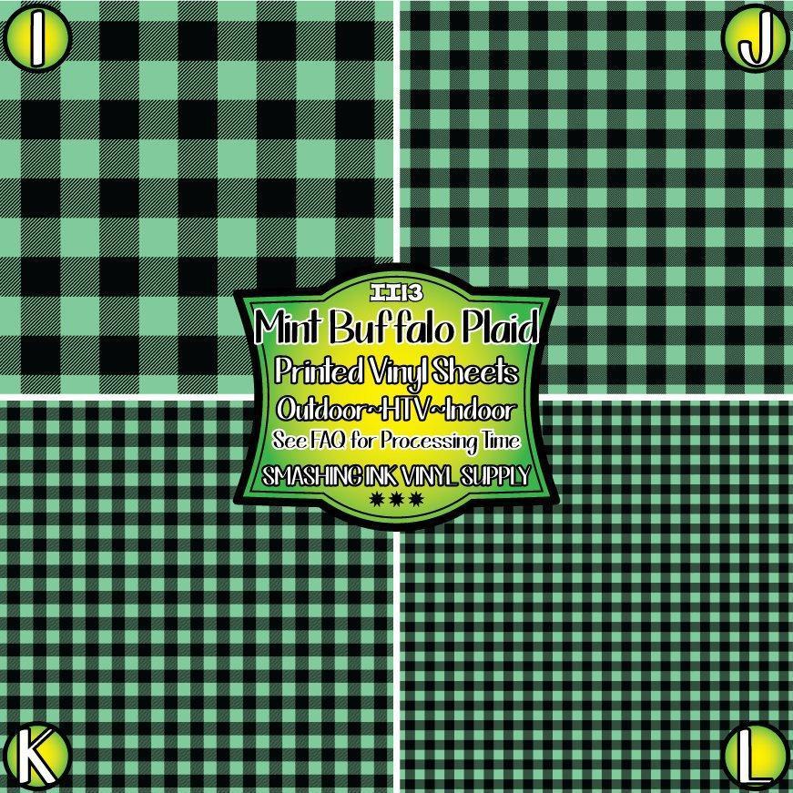 Mint Buffalo Plaid ★ Pattern Vinyl | Faux Leather | Sublimation (TAT 3 BUS DAYS)