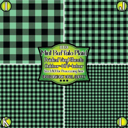 Mint Buffalo Plaid ★ Pattern Vinyl | Faux Leather | Sublimation (TAT 3 BUS DAYS)