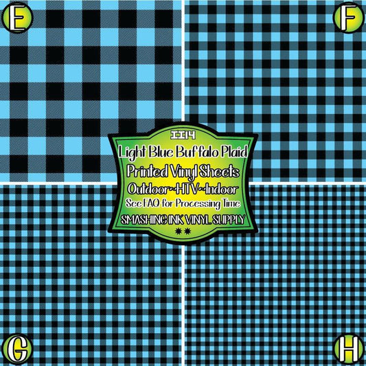 Light Blue Buffalo Plaid ★ Printed Vinyl Sheets | Faux Leather | Laser Safe