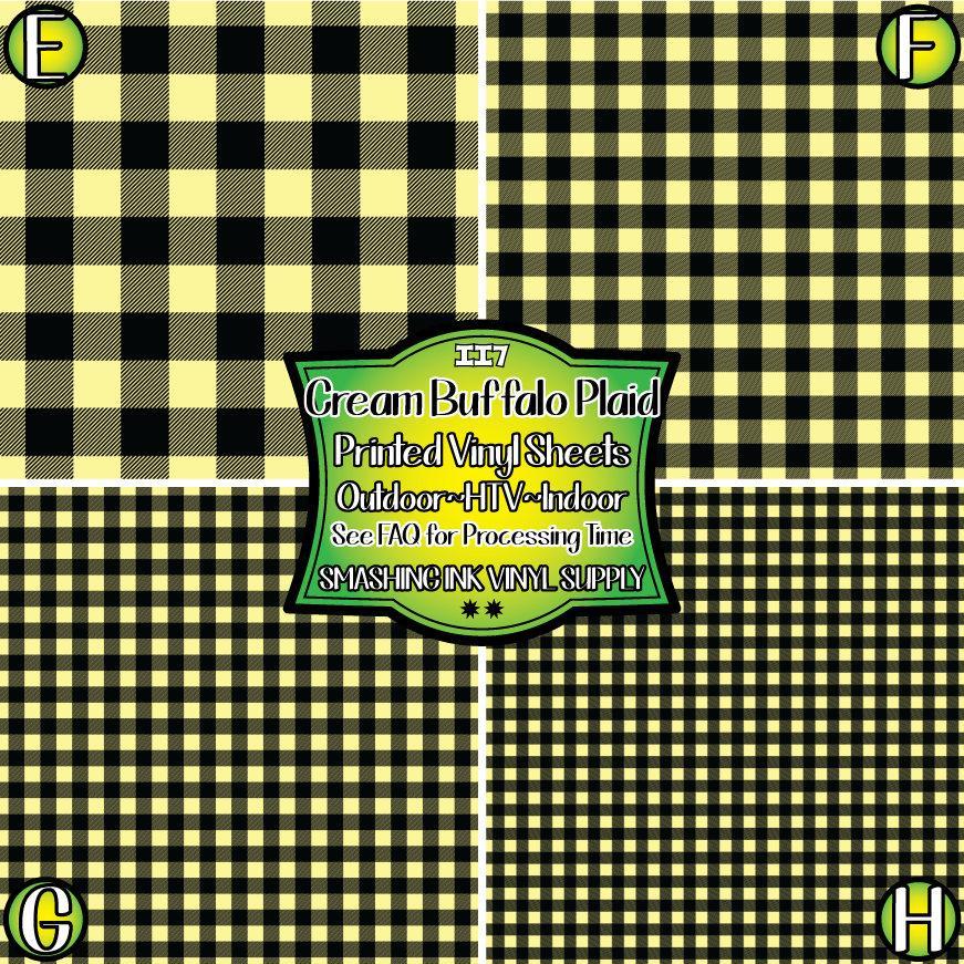 Cream Buffalo Plaid ★ Pattern Vinyl | Faux Leather | Sublimation (TAT 3 BUS DAYS)