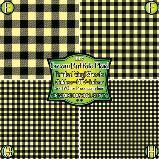 Cream Buffalo Plaid ★ Pattern Vinyl | Faux Leather | Sublimation (TAT 3 BUS DAYS)