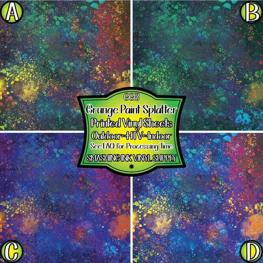 Grunge Paint Splatter ★ Printed Vinyl Sheets | Faux Leather | Laser Safe