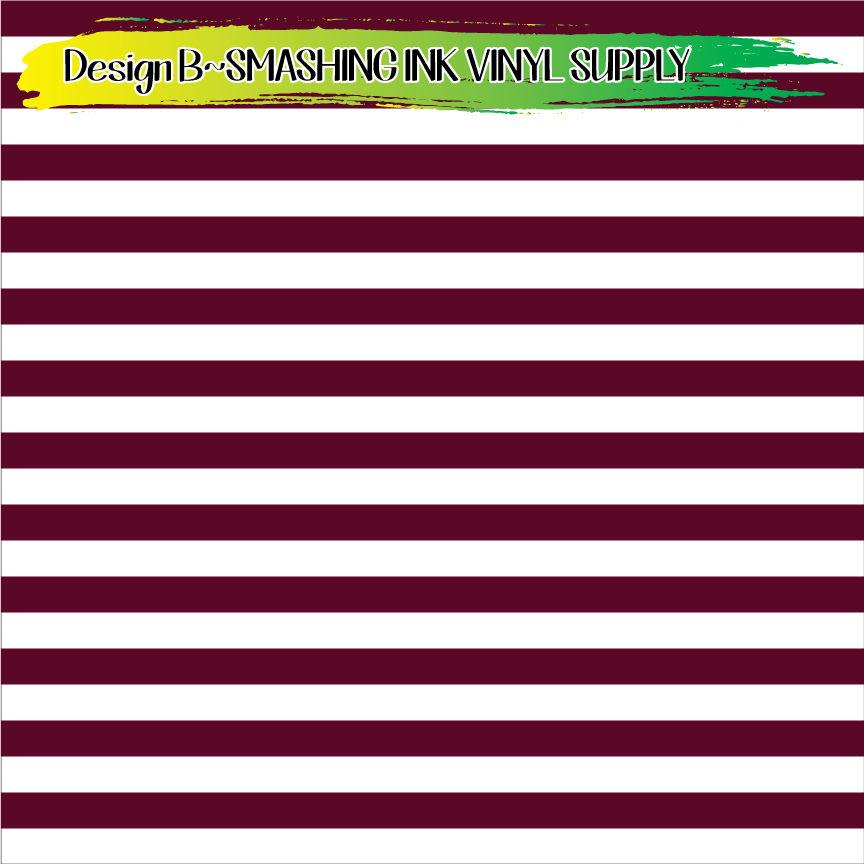Maroon White Striped ★ Pattern Vinyl | Faux Leather | Sublimation (TAT 3 BUS DAYS)