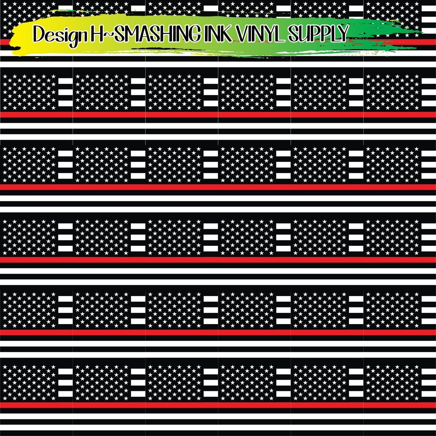 Firefighter Red Line Flag ★ Laser Safe Adhesive Film (TAT 3 BUS DAYS)