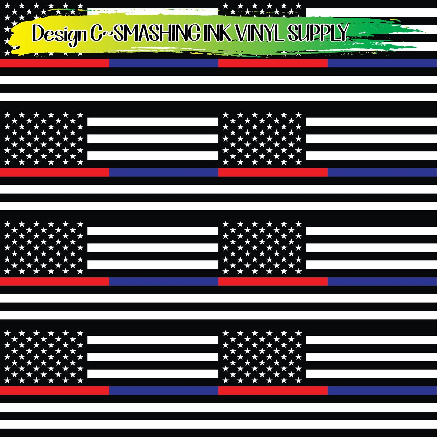 Red Blue Line Support Flag ★ Pattern Vinyl | Faux Leather | Sublimation (TAT 3 BUS DAYS)