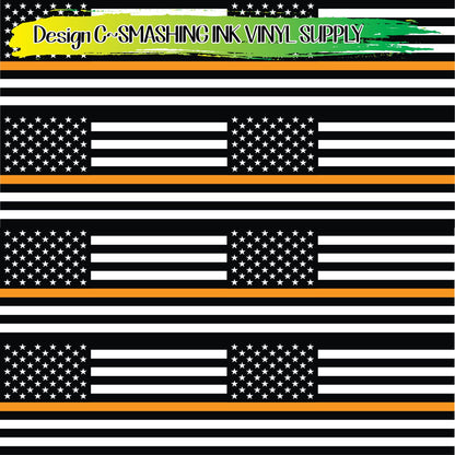 Orange Line Support Flag ★ Pattern Vinyl | Faux Leather | Sublimation (TAT 3 BUS DAYS)
