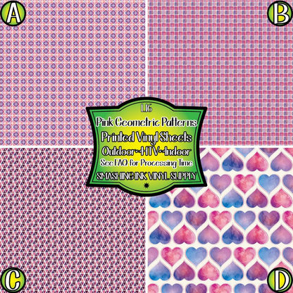 Pink Geometric ★ Pattern Vinyl | Faux Leather | Sublimation (TAT 3 BUS DAYS)