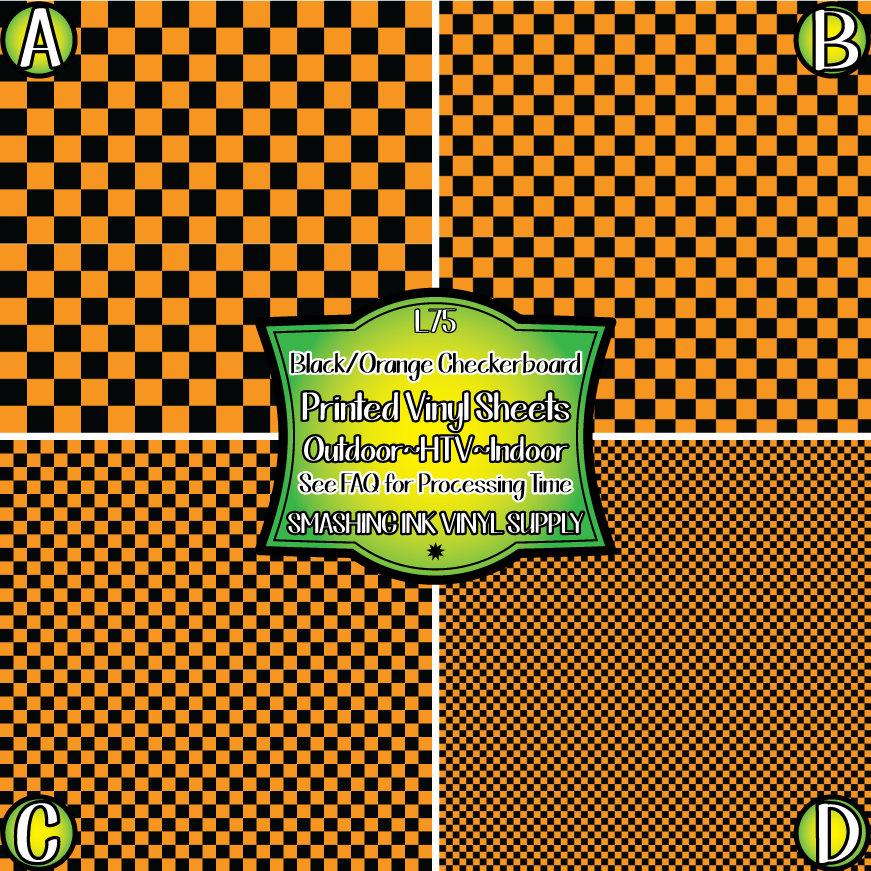 Orange Black Checker ★ Laser Safe Adhesive Film (TAT 3 BUS DAYS)