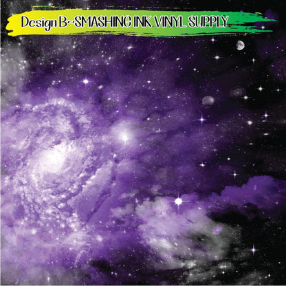 Purple Galaxy Space ★ Pattern Vinyl | Faux Leather | Sublimation (TAT 3 BUS DAYS)