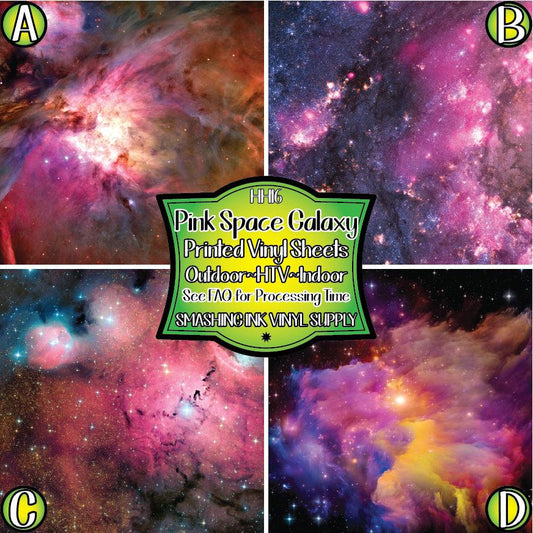 Pink Galaxy Space ★ Pattern Vinyl | Faux Leather | Sublimation (TAT 3 BUS DAYS)