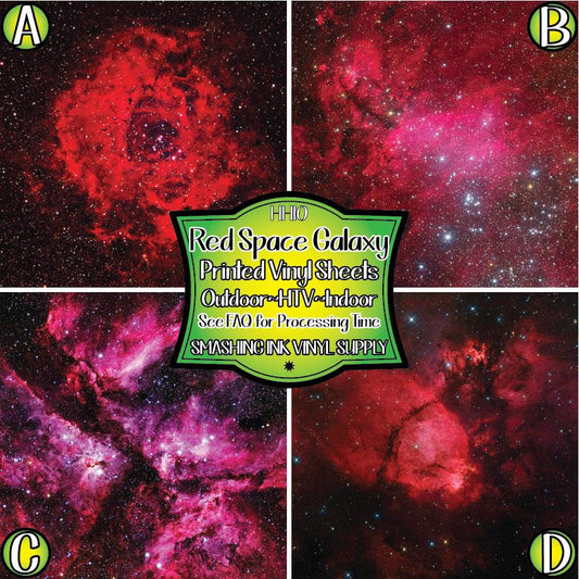 Red Space Galaxy ★ Pattern Vinyl | Faux Leather | Sublimation (TAT 3 BUS DAYS)