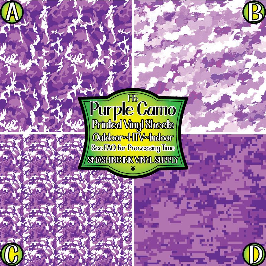 Purple Camo ★ Pattern Vinyl | Faux Leather | Sublimation (TAT 3 BUS DAYS)