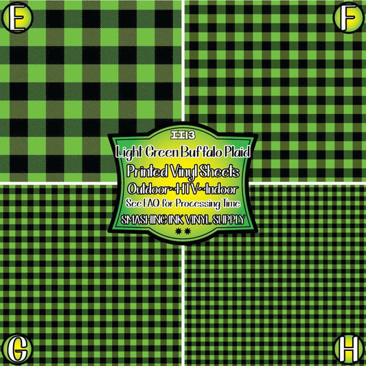 Light Green Buffalo Plaid ★ Pattern Vinyl | Faux Leather | Sublimation (TAT 3 BUS DAYS)