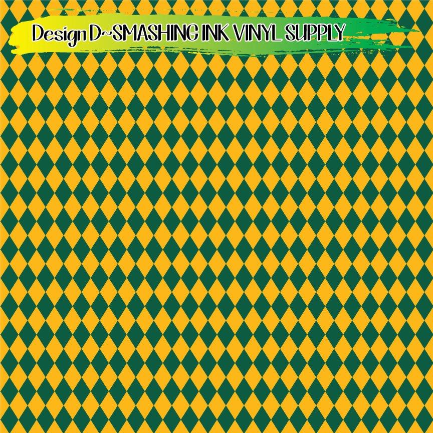 Dark Green & Gold Pattern ★ Pattern Vinyl | Faux Leather | Sublimation (TAT 3 BUS DAYS)