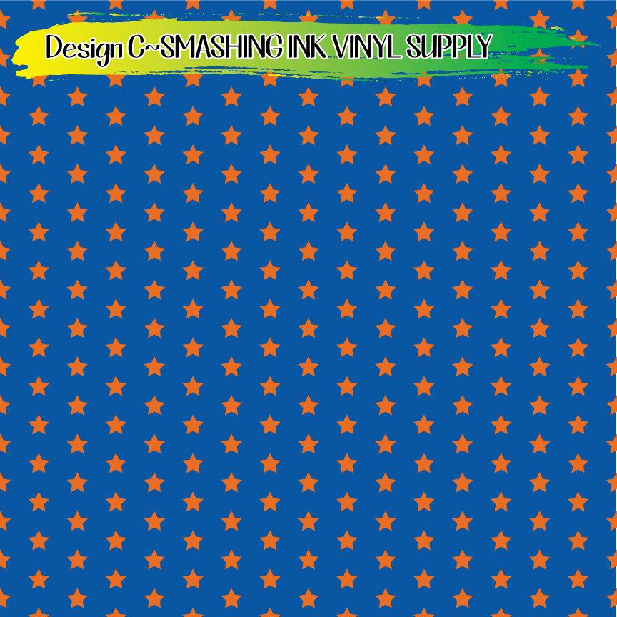 Blue & Orange Pattern ★ Pattern Vinyl | Faux Leather | Sublimation (TAT 3 BUS DAYS)