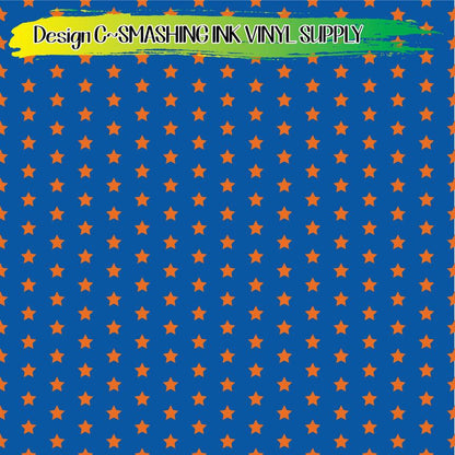 Blue & Orange Pattern ★ Pattern Vinyl | Faux Leather | Sublimation (TAT 3 BUS DAYS)