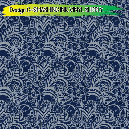 Blue & Silver Pattern ★ Pattern Vinyl | Faux Leather | Sublimation (TAT 3 BUS DAYS)