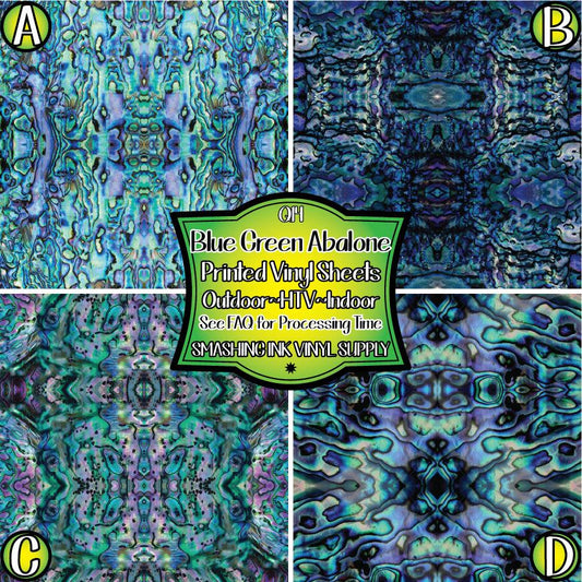 Blue Green Abalone ★ Pattern Vinyl | Faux Leather | Sublimation (TAT 3 BUS DAYS)