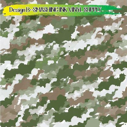 Green Camo Printed ★ Pattern Vinyl | Faux Leather | Sublimation (TAT 3 BUS DAYS)