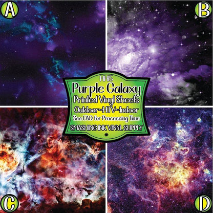 Purple Galaxy Space ★ Pattern Vinyl | Faux Leather | Sublimation (TAT 3 BUS DAYS)