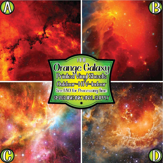 Orange Galaxy Space ★ Pattern Vinyl | Faux Leather | Sublimation (TAT 3 BUS DAYS)