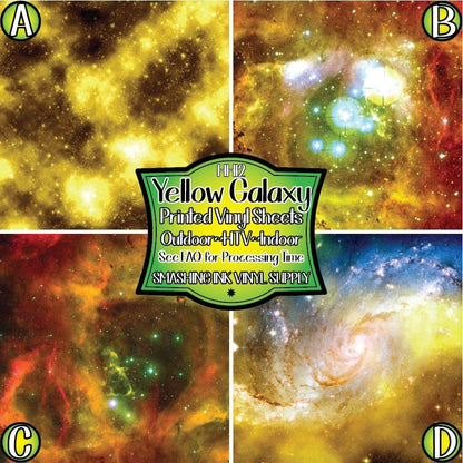 Yellow Galaxy Space ★ Pattern Vinyl | Faux Leather | Sublimation (TAT 3 BUS DAYS)