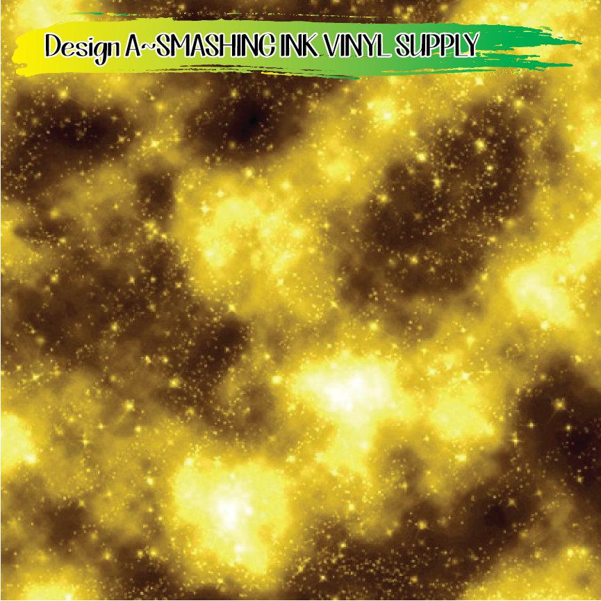 Yellow Galaxy Space ★ Pattern Vinyl | Faux Leather | Sublimation (TAT 3 BUS DAYS)