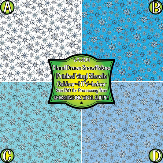 Snowflake Watercolor ★ Printed Vinyl Sheets | Faux Leather | Laser Safe