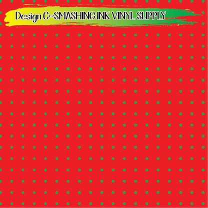 Red Green Polka Dots ★ Pattern Vinyl | Faux Leather | Sublimation (TAT 3 BUS DAYS)