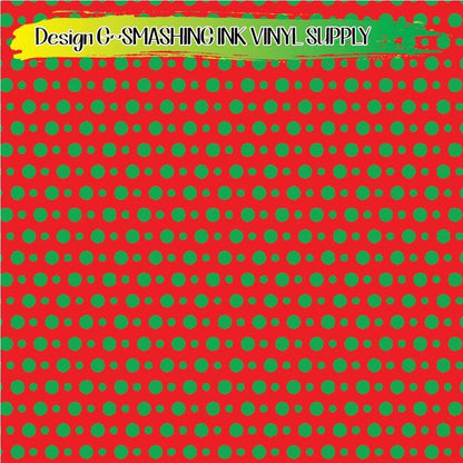 Red Green Dots ★ Pattern Vinyl | Faux Leather | Sublimation (TAT 3 BUS DAYS)