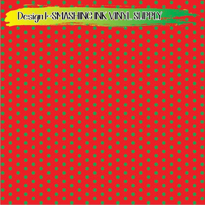 Green Red Polka Dot ★ Pattern Vinyl | Faux Leather | Sublimation (TAT 3 BUS DAYS)