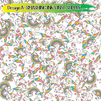 Rainbow and Unicorn ★ Pattern Vinyl | Faux Leather | Sublimation (TAT 3 BUS DAYS)