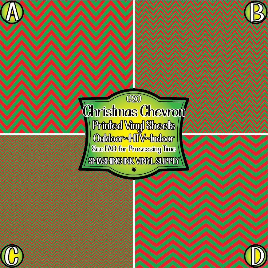 Red Green Chevron ★ Pattern Vinyl | Faux Leather | Sublimation (TAT 3 BUS DAYS)