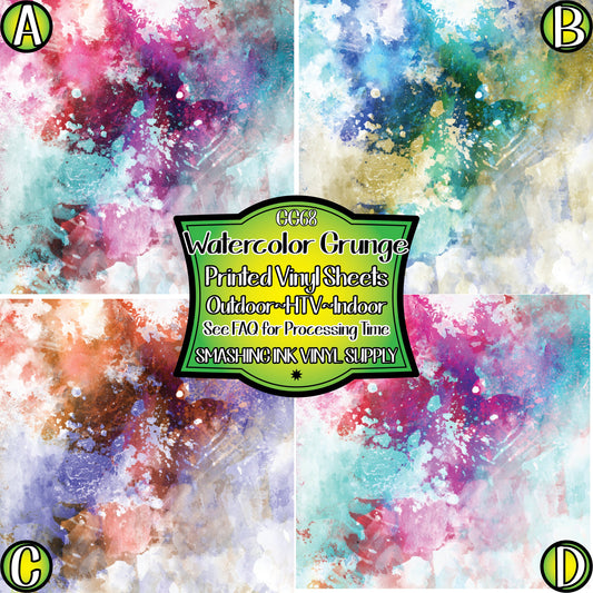 Watercolor Grunge ★ Printed Vinyl Sheets | Faux Leather | Laser Safe