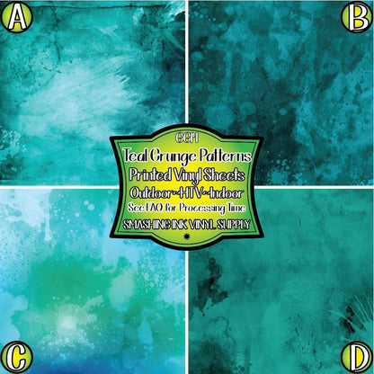 Teal Watercolor Grunge ★ Pattern Vinyl | Faux Leather | Sublimation (TAT 3 BUS DAYS)