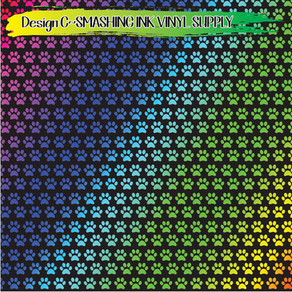 Colorful Paw Print ★ Pattern Vinyl | Faux Leather | Sublimation (TAT 3 BUS DAYS)