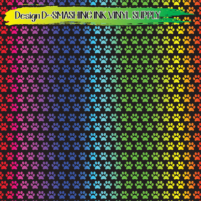 Colorful Paw Print ★ Pattern Vinyl | Faux Leather | Sublimation (TAT 3 BUS DAYS)