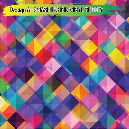 Colorful Squares ★ Pattern Vinyl | Faux Leather | Sublimation (TAT 3 BUS DAYS)