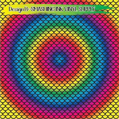Rainbow Mermaid Scale ★ Pattern Vinyl | Faux Leather | Sublimation (TAT 3 BUS DAYS)