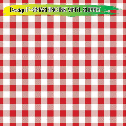 Red Gingham Fabric ★ Pattern Vinyl | Faux Leather | Sublimation (TAT 3 BUS DAYS)
