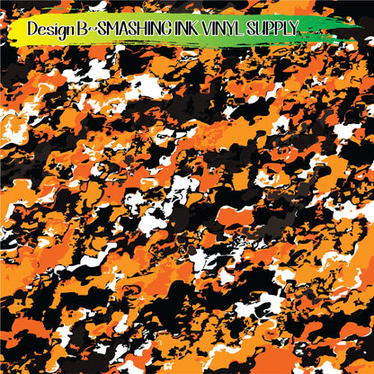 Orange Camo ★ Pattern Vinyl | Faux Leather | Sublimation (TAT 3 BUS DAYS)