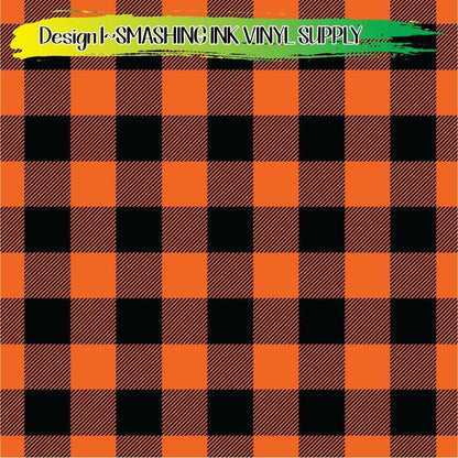 Orange Buffalo Plaid ★ Pattern Vinyl | Faux Leather | Sublimation (TAT 3 BUS DAYS)