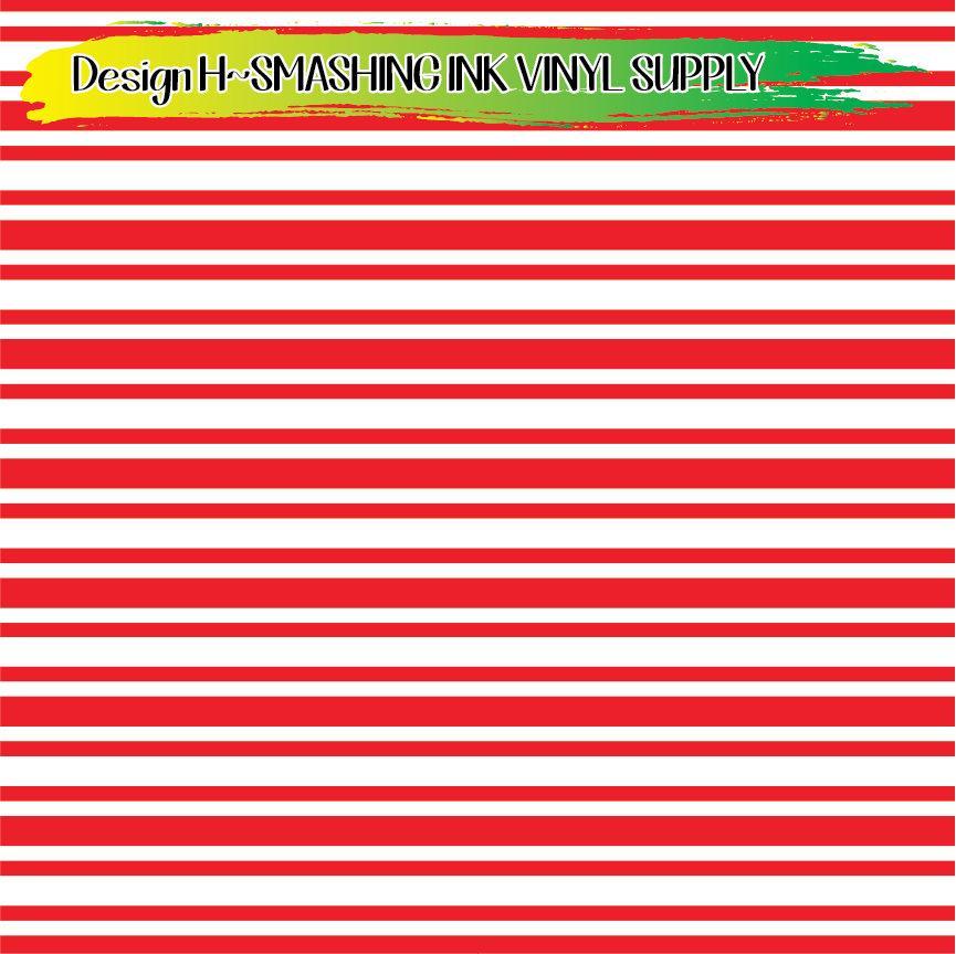 Red White Striped ★ Pattern Vinyl | Faux Leather | Sublimation (TAT 3 BUS DAYS)