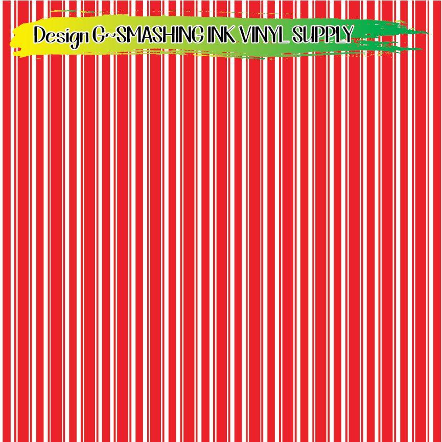 Red White Striped ★ Pattern Vinyl | Faux Leather | Sublimation (TAT 3 BUS DAYS)